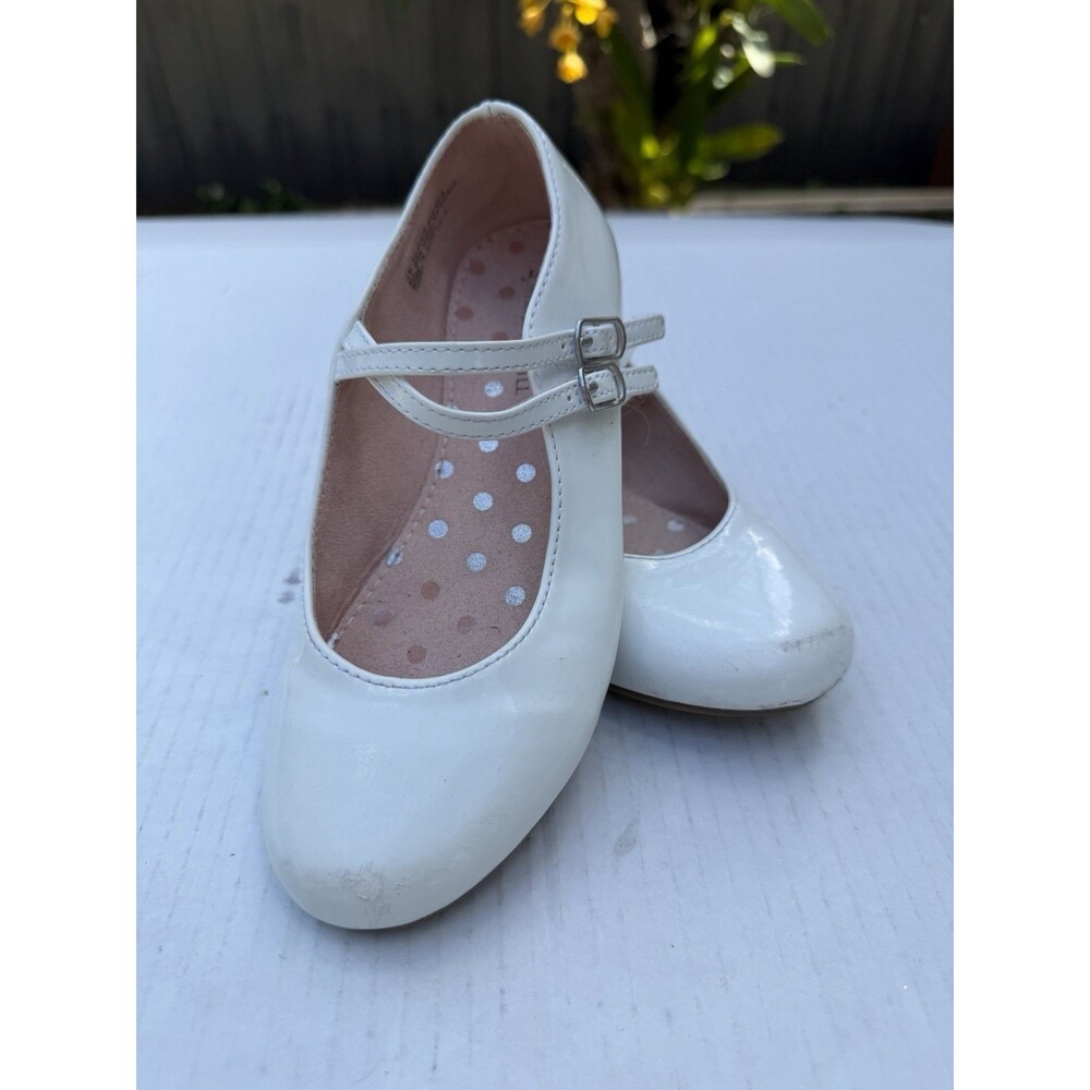 Christie & Jill Girls White Mary Jane Dress Shoes Size 1 Buckle Strap